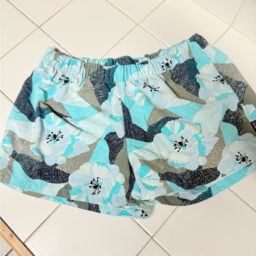 Womens Patagonia Blue Floral Women's Athletic Shorts size M
